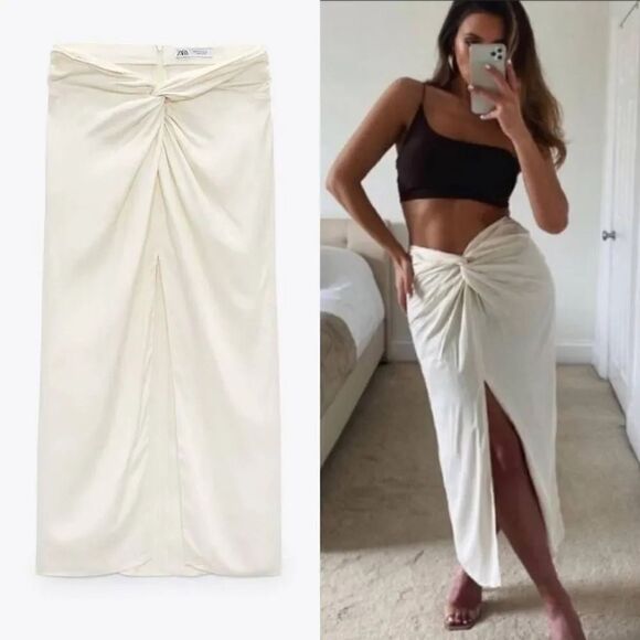 Zara mid length skirts cream S NWT - Picture 1 of 12